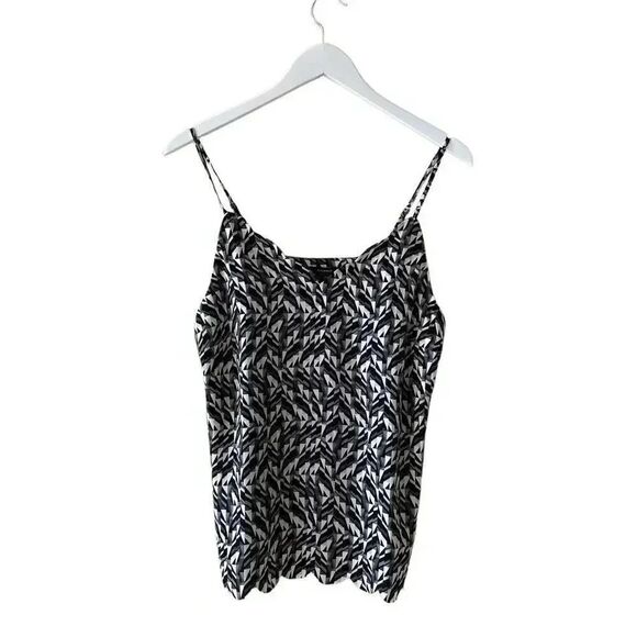 Halogen BLACK- BLUE SHATTERED GLASS Womens Tank Top Blouse SZ M - Picture 1 of 12